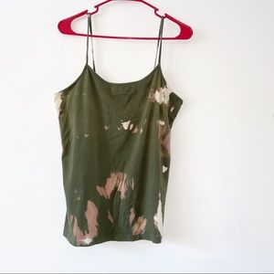 XL Grunge Olive Green Casual Tank Top Layering